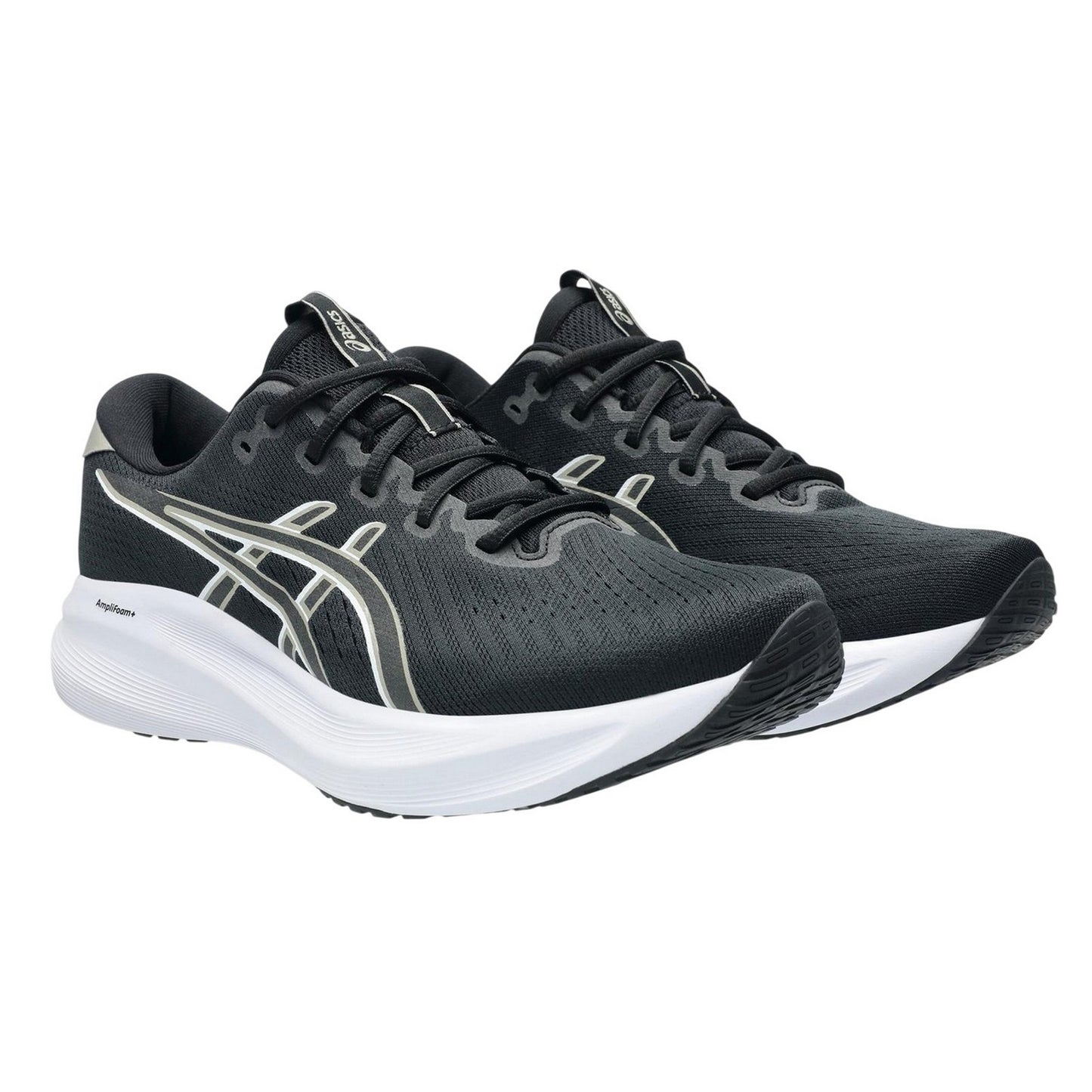 Black-White - Front - Asics Mens Cushioned Trainers