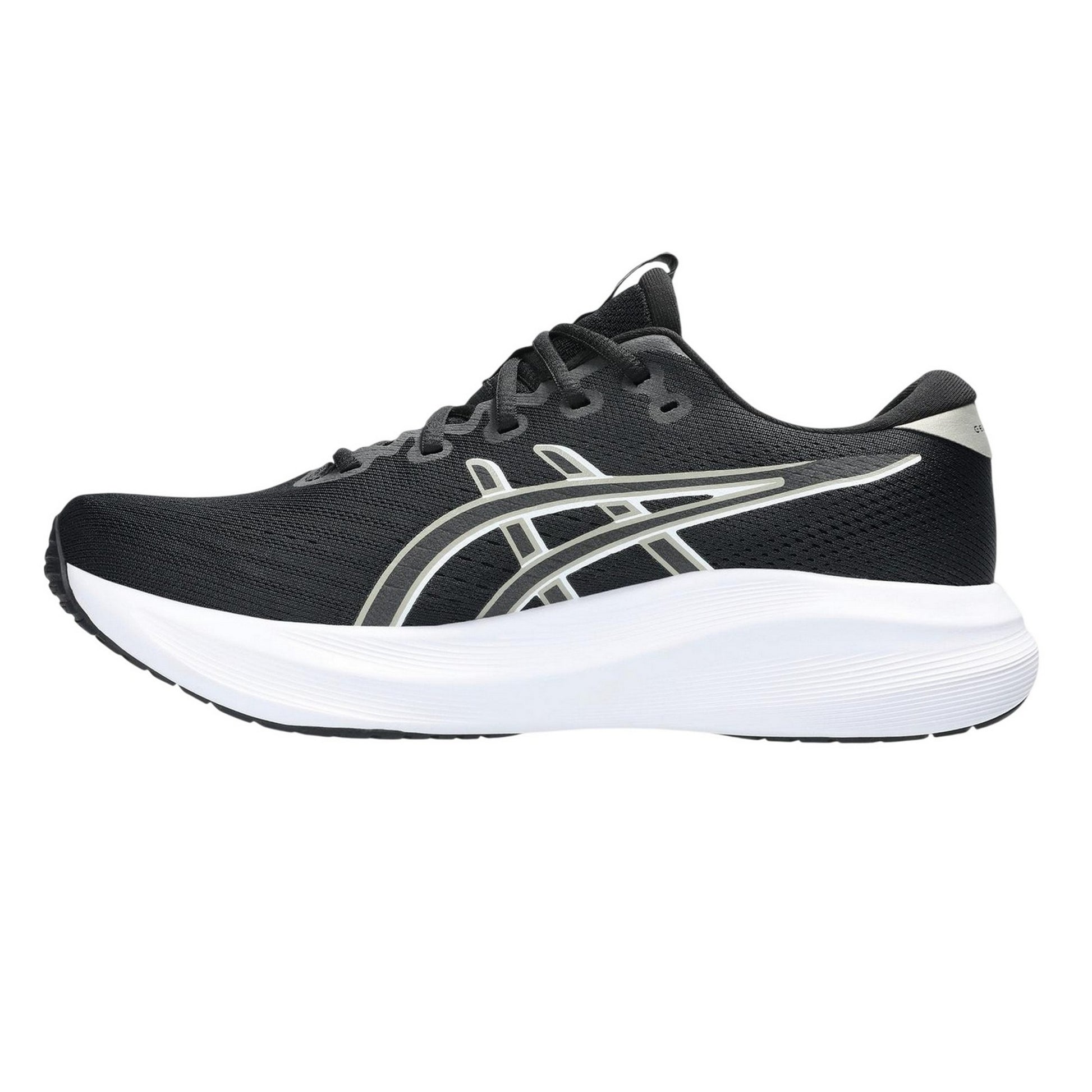Black-White - Side - Asics Mens Cushioned Trainers