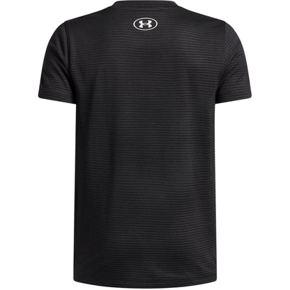Black-White - Back - Under Armour Mens Horizontal Stripe Jacquard Logo Top