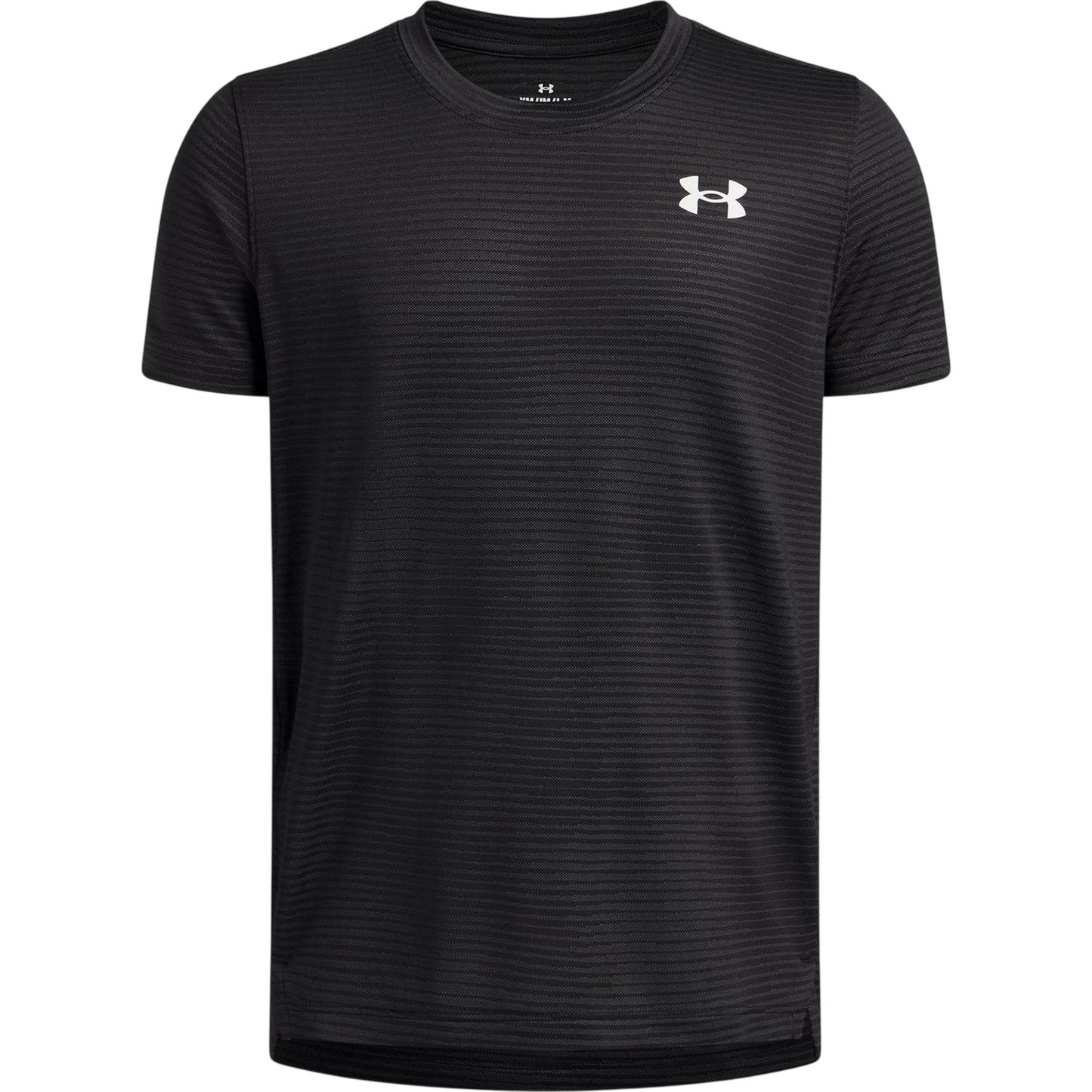 Black-White - Front - Under Armour Mens Horizontal Stripe Jacquard Logo Top