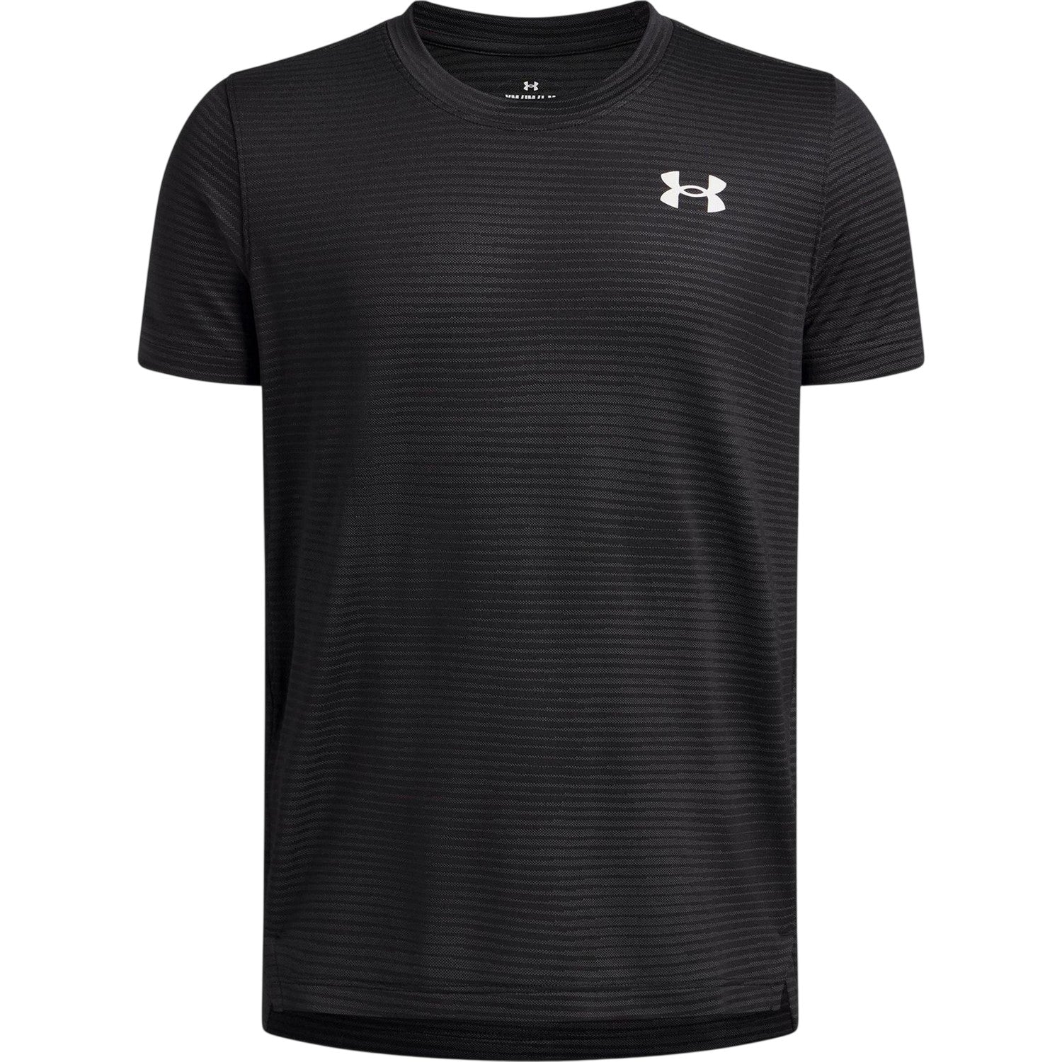 Black-White - Front - Under Armour Mens Horizontal Stripe Jacquard Logo Top
