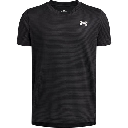 Black-White - Front - Under Armour Mens Horizontal Stripe Jacquard Logo Top