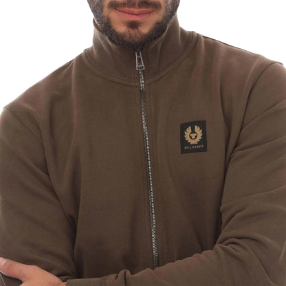 Brown - Side - Belstaff Mens Fleece Full Zip Sweatshirt