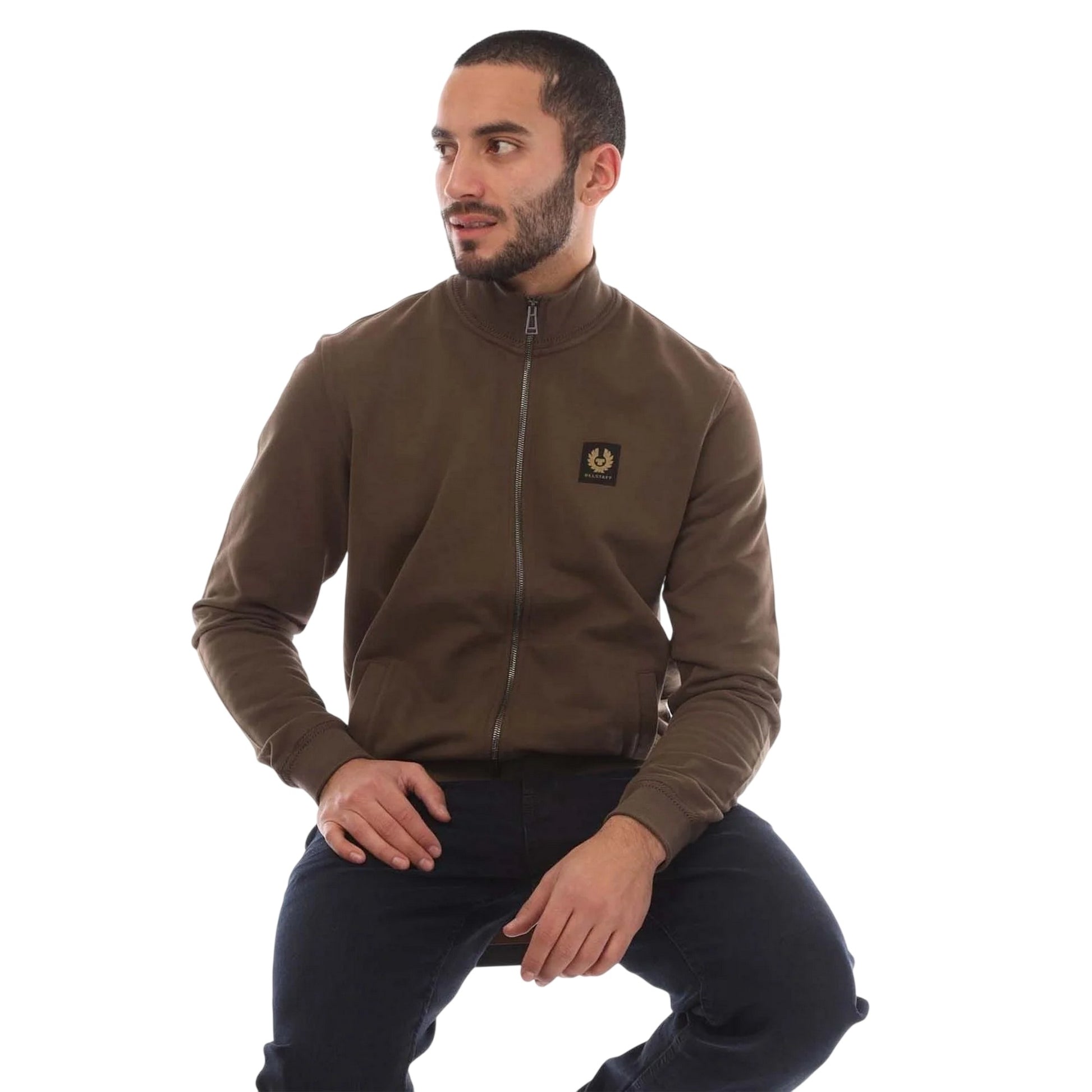 Brown - Lifestyle - Belstaff Mens Fleece Full Zip Sweatshirt