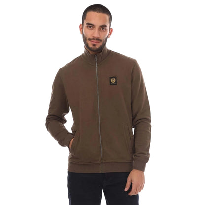 Brown - Front - Belstaff Mens Fleece Full Zip Sweatshirt