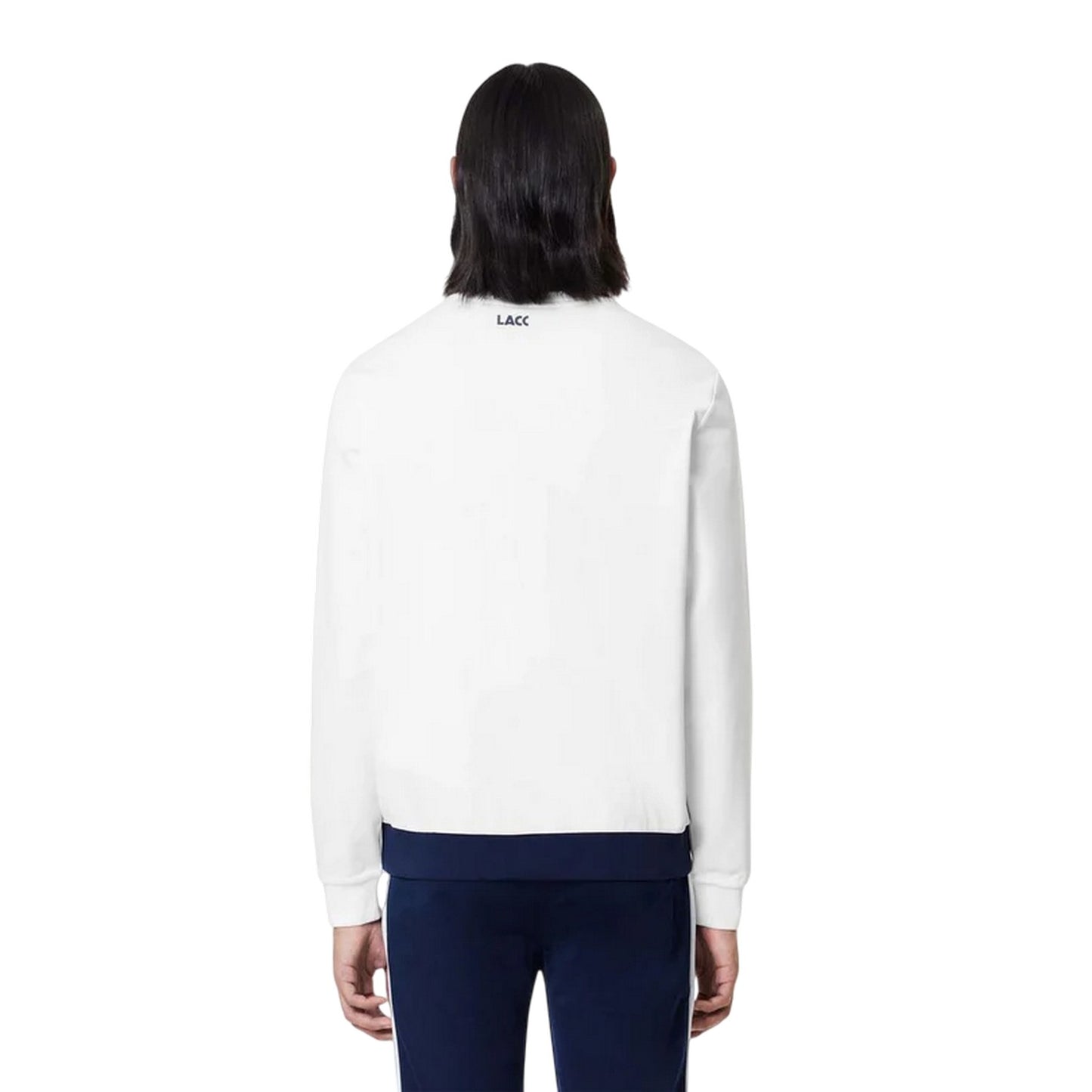 White-Navy - Back - Lacoste Mens Colour Block Tennis Sweatshirt