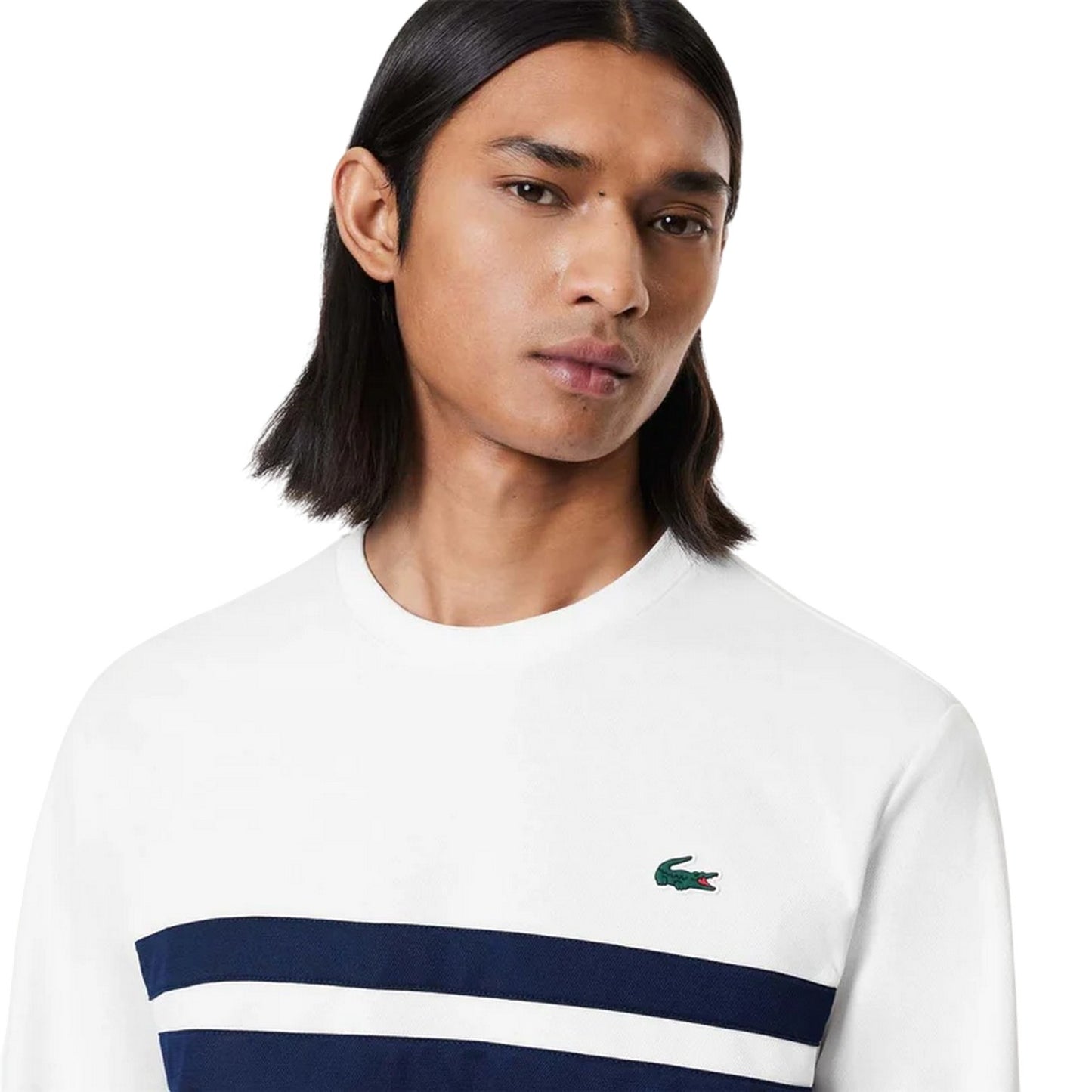 White-Navy - Side - Lacoste Mens Colour Block Tennis Sweatshirt