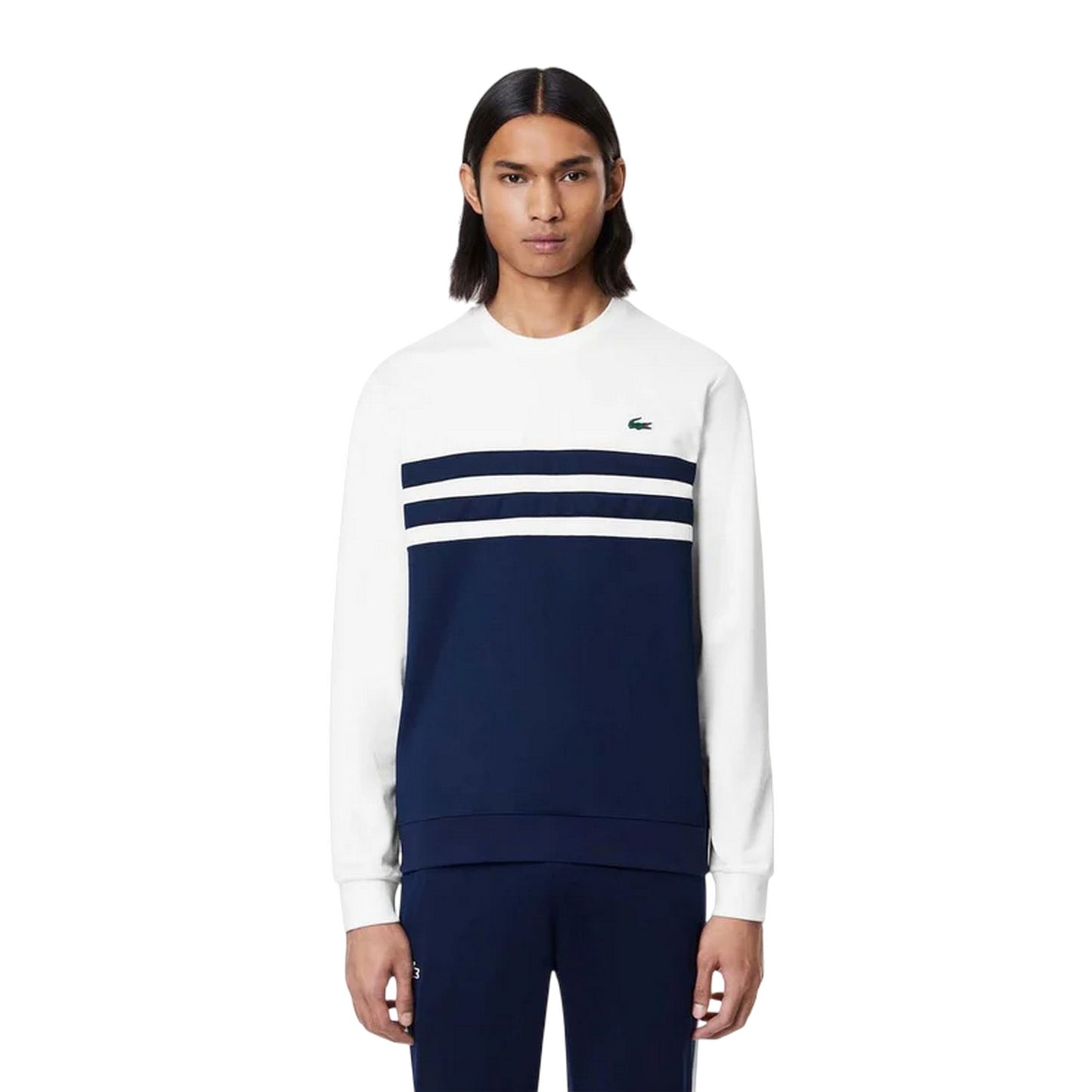 White-Navy - Lifestyle - Lacoste Mens Colour Block Tennis Sweatshirt