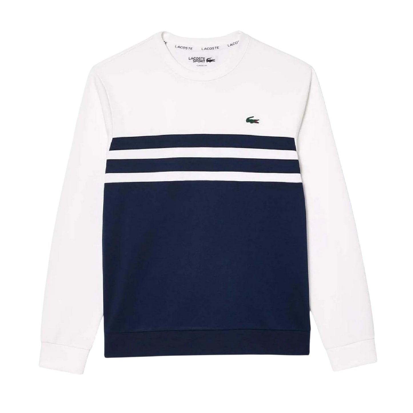 White-Navy - Front - Lacoste Mens Colour Block Tennis Sweatshirt