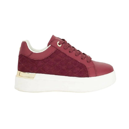 Burgundy - Side - Dune London Womens-Ladies Elba Suede Platform Trainers