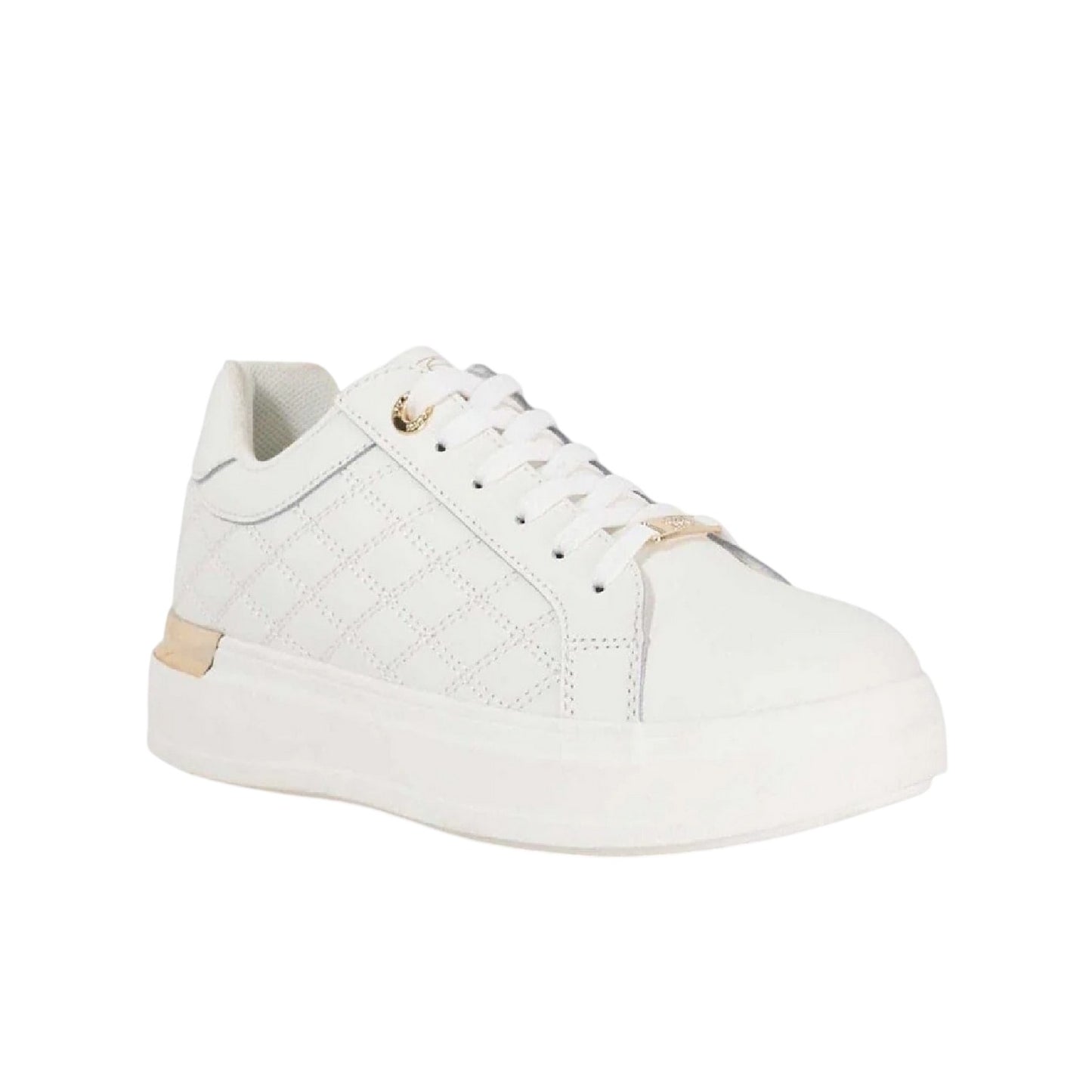 White - Front - Dune London Womens-Ladies Elba Suede Platform Trainers