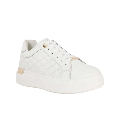 White - Front - Dune London Womens-Ladies Elba Suede Platform Trainers