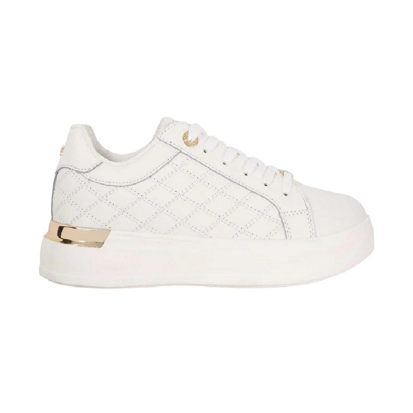 White - Side - Dune London Womens-Ladies Elba Suede Platform Trainers