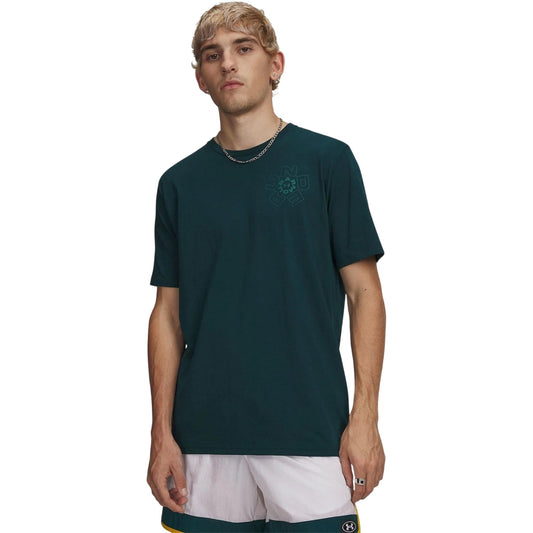 Green - Front - Under Armour Mens Radial Wordmark T-Shirt