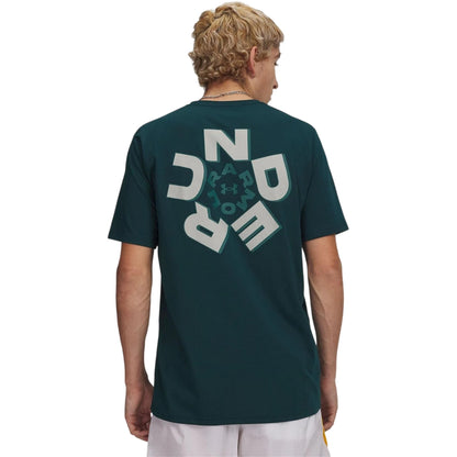 Green - Back - Under Armour Mens Radial Wordmark T-Shirt