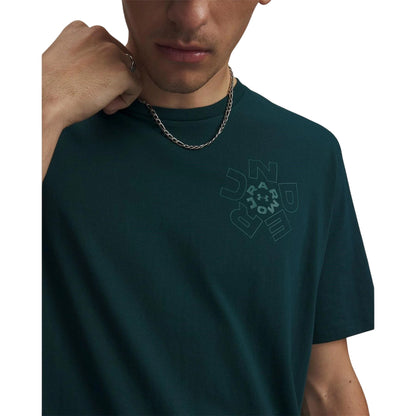 Green - Side - Under Armour Mens Radial Wordmark T-Shirt