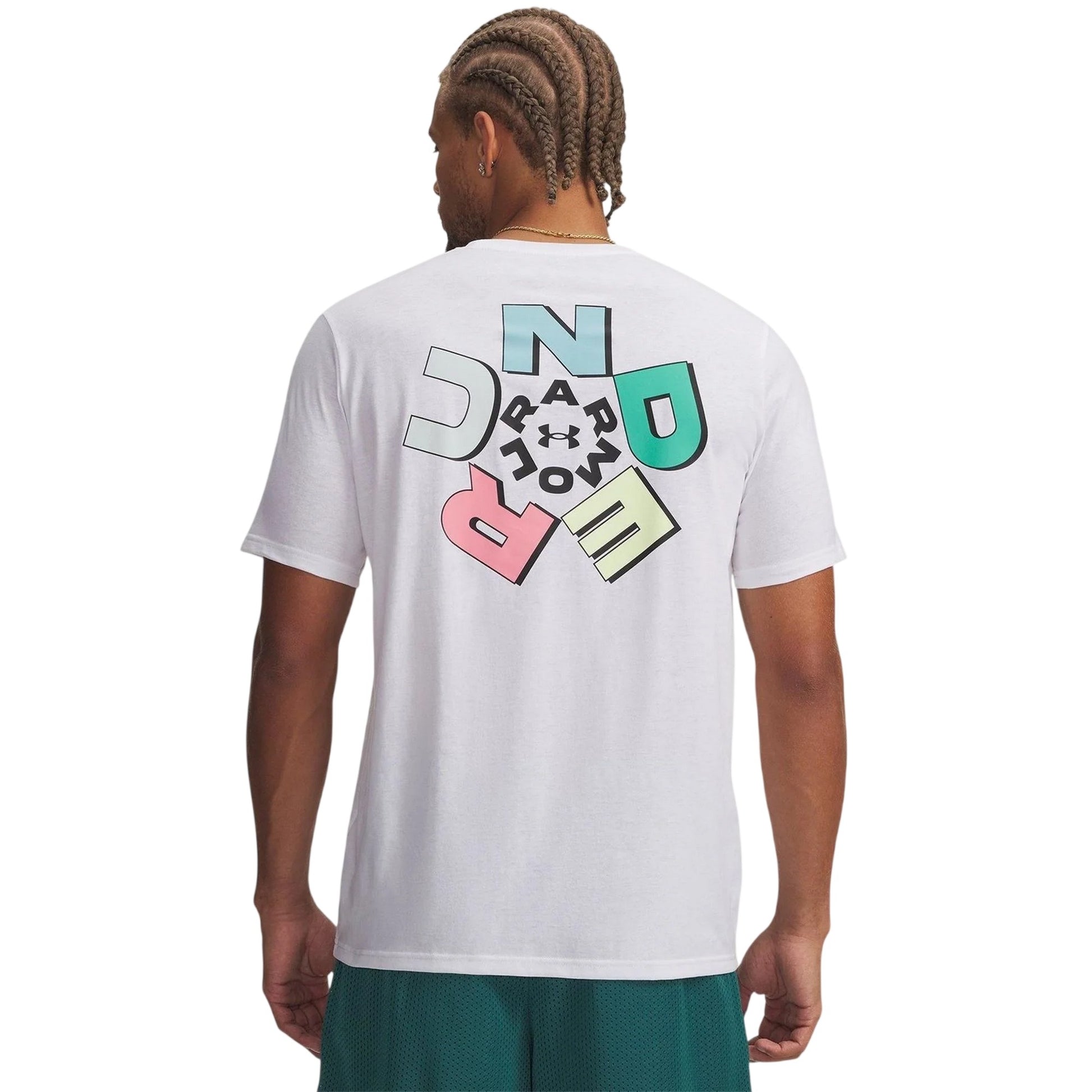 White-Black - Back - Under Armour Mens Radial Wordmark T-Shirt