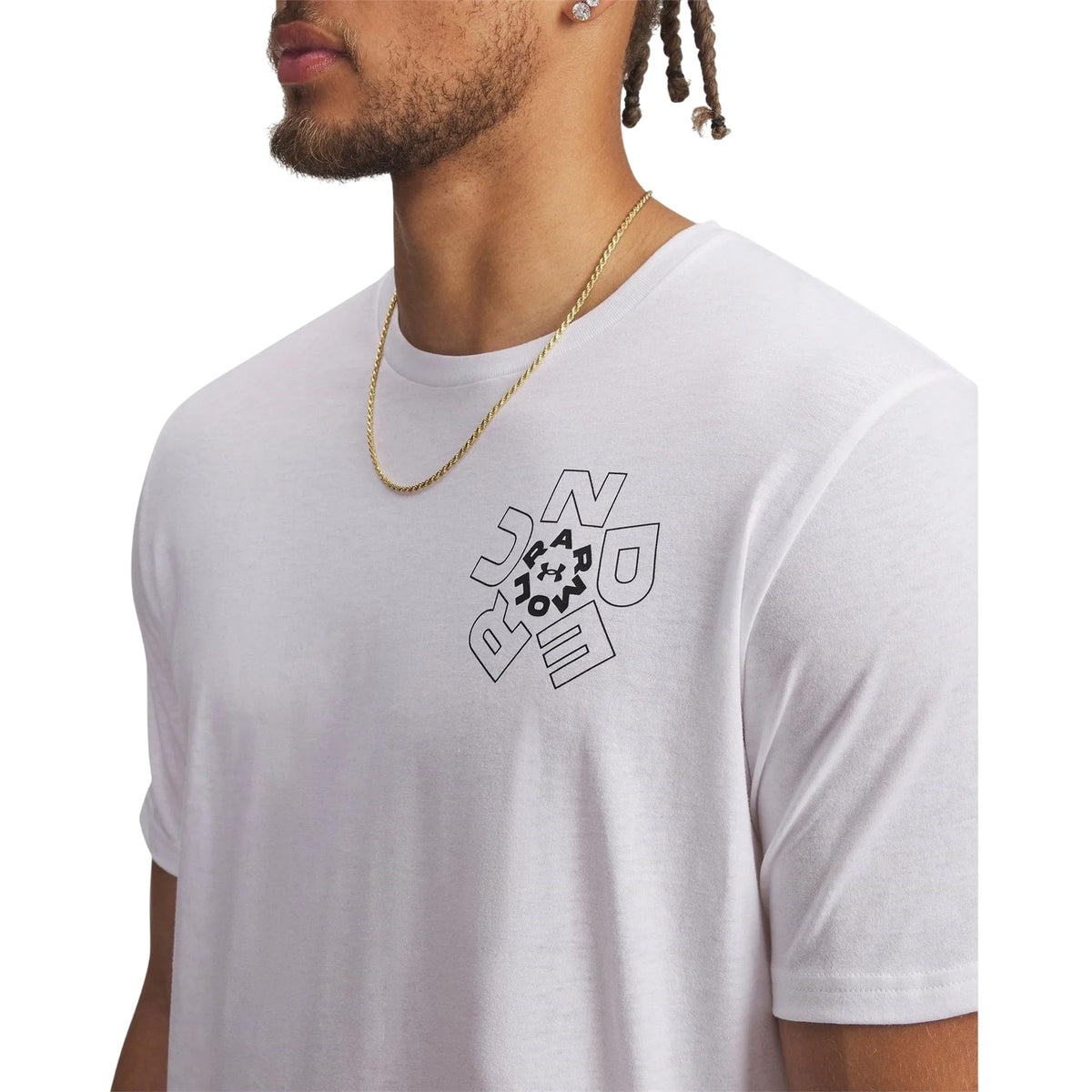 White-Black - Side - Under Armour Mens Radial Wordmark T-Shirt