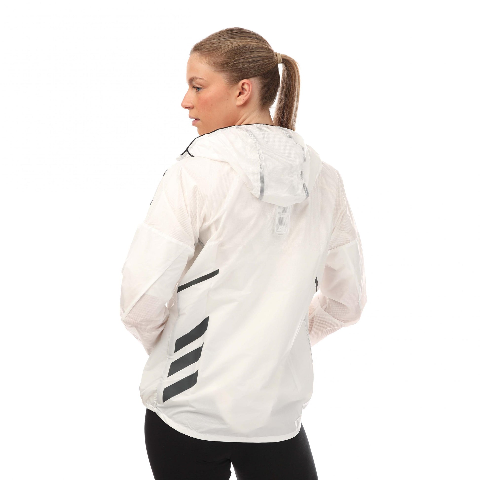 White - Back - Adidas Womens-Ladies Terrex Trail Waterproof Jacket