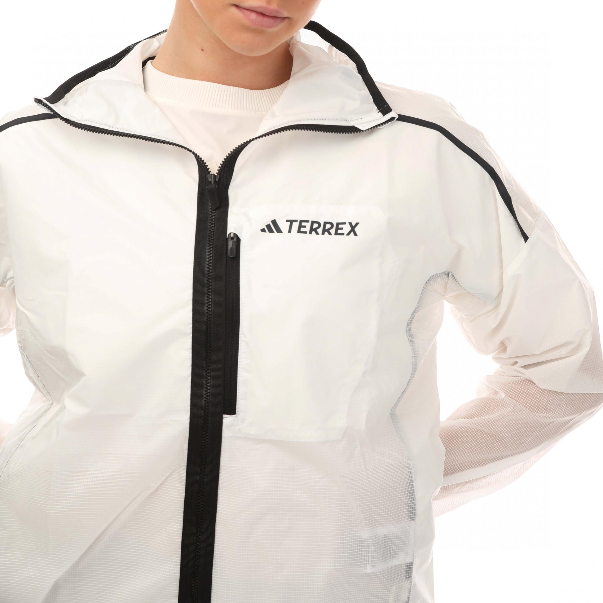 White - Side - Adidas Womens-Ladies Terrex Trail Waterproof Jacket