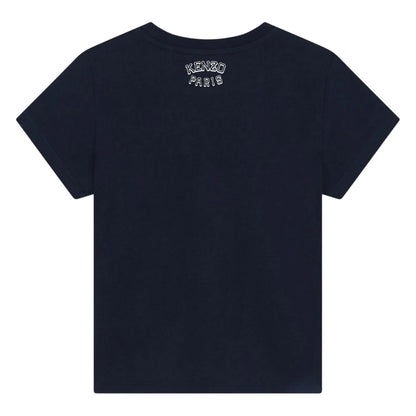 Navy - Back - Kenzo Childrens-Kids Tiger Cotton T-Shirt