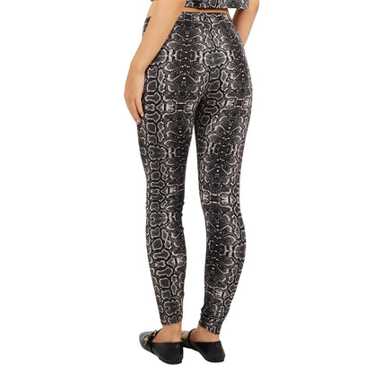 Grey - Back - Brave Soul Womens-Ladies Snake Print Leggings