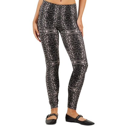 Grey - Front - Brave Soul Womens-Ladies Snake Print Leggings