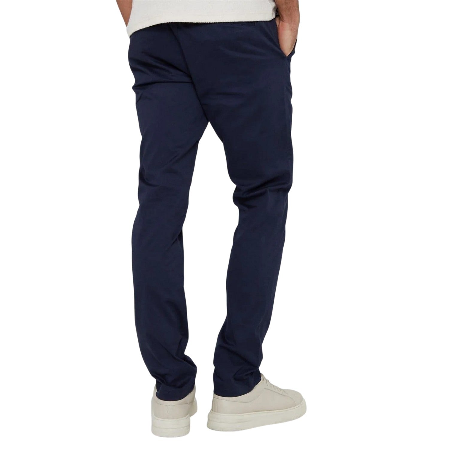 Navy-Dark Stone - Back - Threadbare Mens Slim Chinos