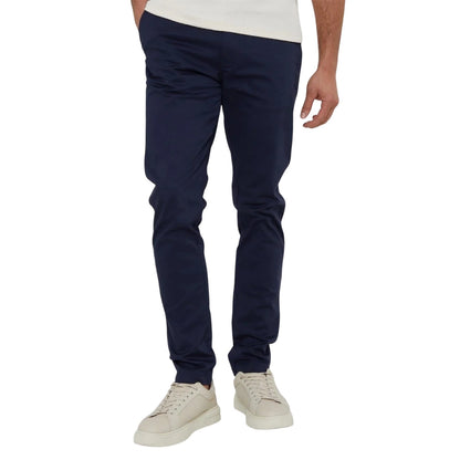 Navy-Dark Stone - Front - Threadbare Mens Slim Chinos