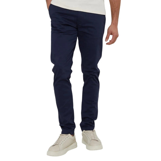 Navy-Dark Stone - Front - Threadbare Mens Slim Chinos