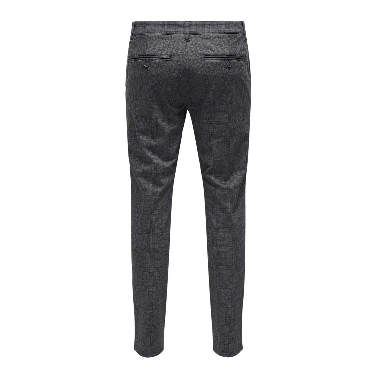 Grey - Back - Only Mens Plaid Slim Chinos