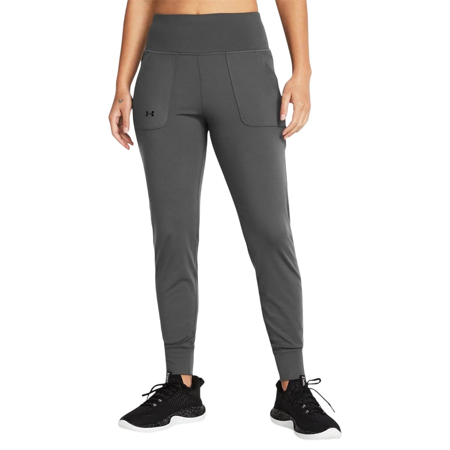 Grey - Side - Under Armour Womens-Ladies Motion Leggings