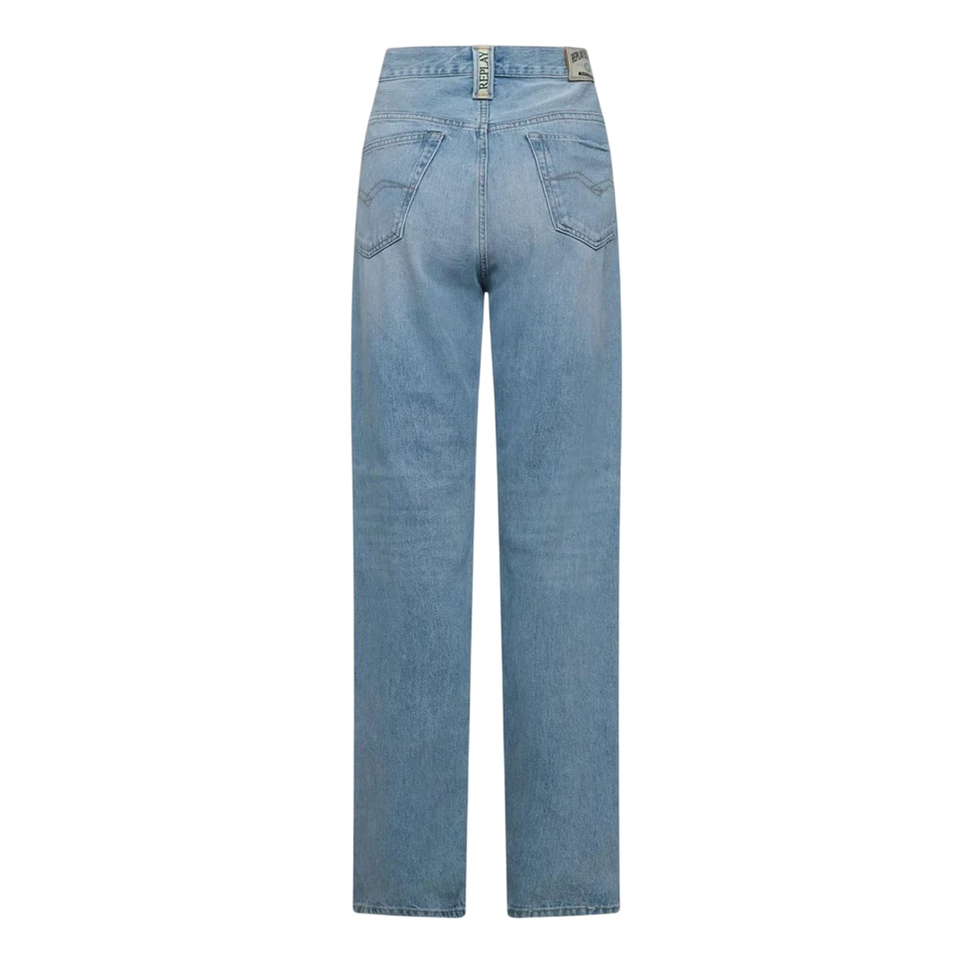 Blue - Back - Replay Mens Recycled Cotton Straight Jeans
