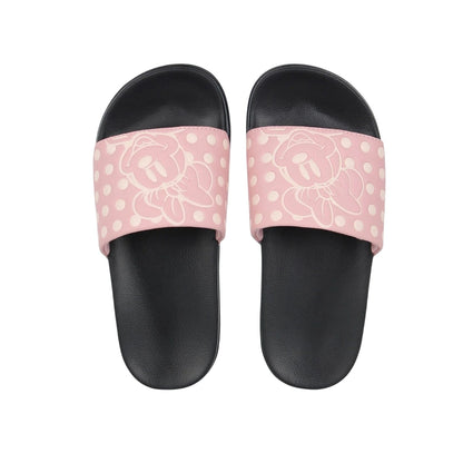 Pink - Pack Shot - Minnie Mouse Womens-Ladies Minnie Mouse Leather Sliders
