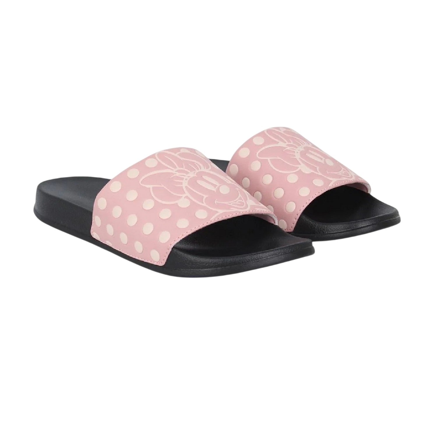 Pink - Front - Minnie Mouse Womens-Ladies Minnie Mouse Leather Sliders