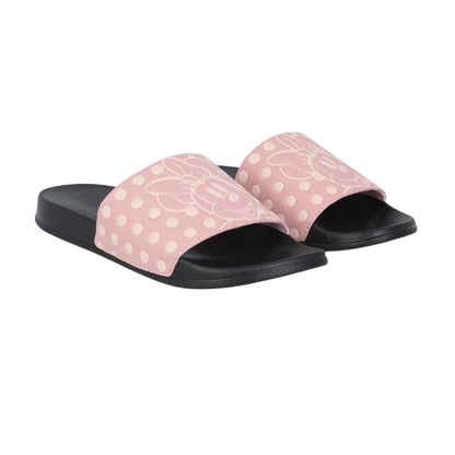 Pink - Front - Minnie Mouse Womens-Ladies Minnie Mouse Leather Sliders