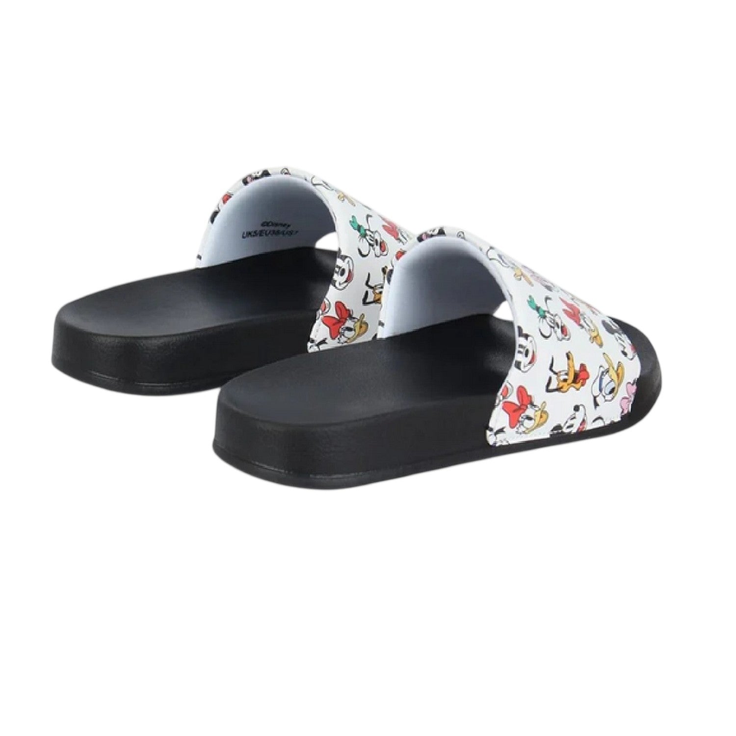 White - Back - Mickey Mouse Unisex Adult Mickey Mouse & Friends Leather Open Toe Casual Flat Slides