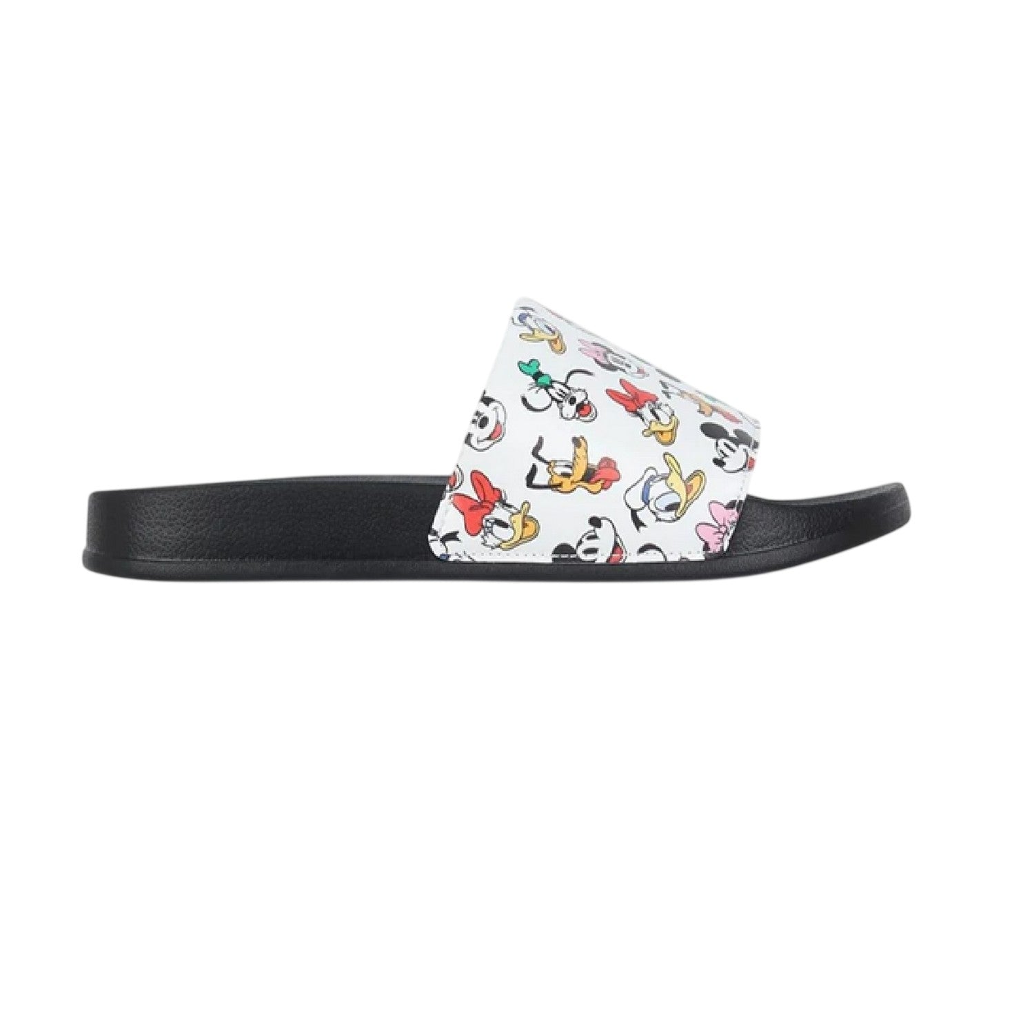 White - Lifestyle - Mickey Mouse Unisex Adult Mickey Mouse & Friends Leather Open Toe Casual Flat Slides