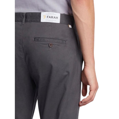 Grey - Back - Farah Mens Elm Slim Chinos