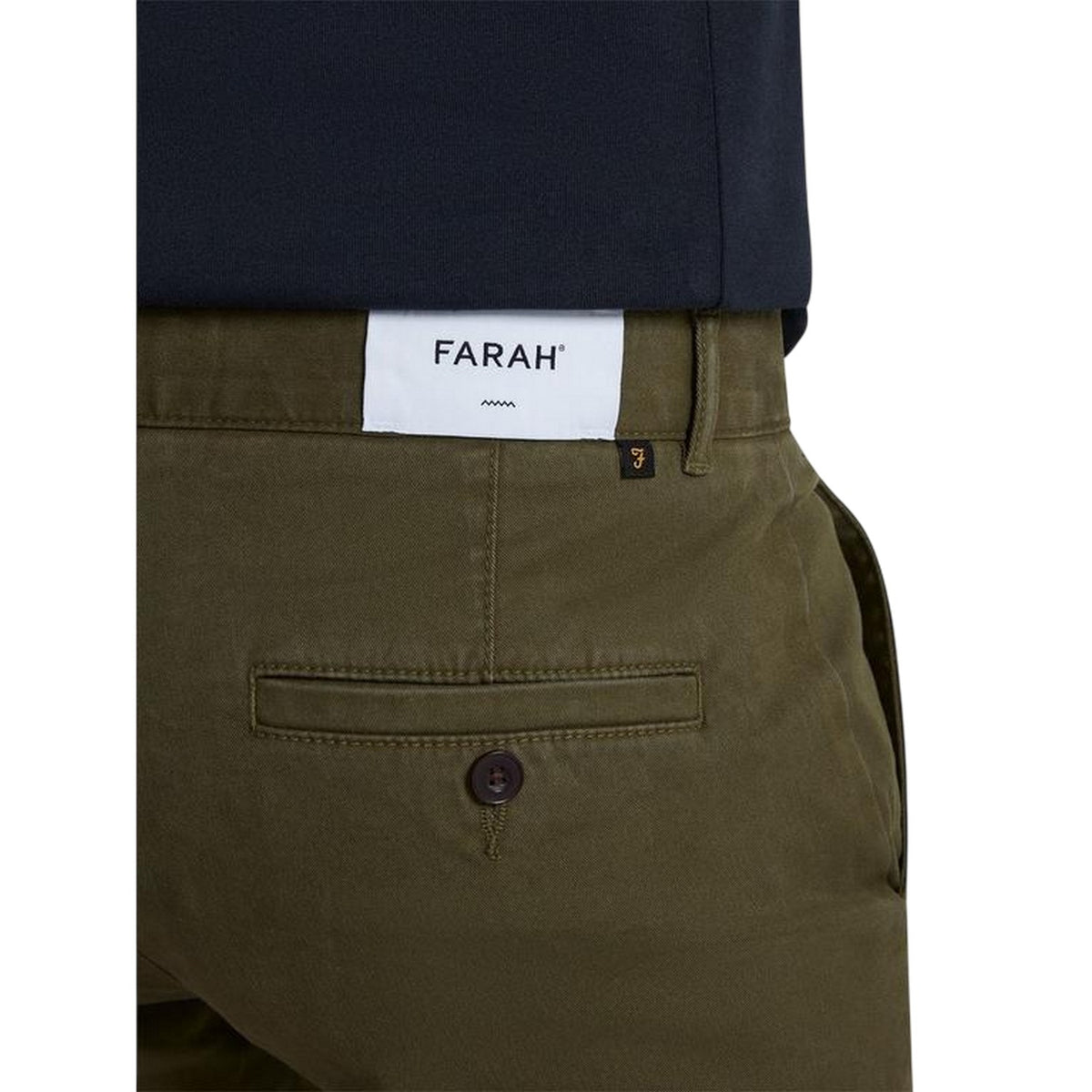 Olive Green - Back - Farah Mens Elm Slim Chinos