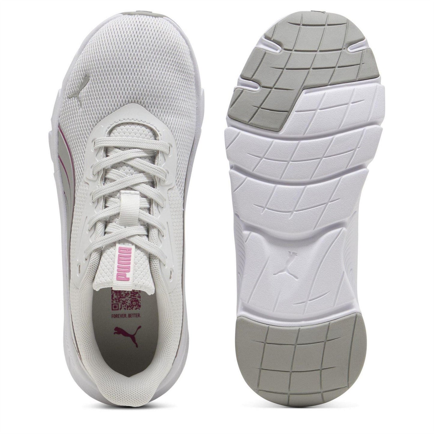 Grey-Pink - Side - Puma Womens-Ladies Cushioned Trainers