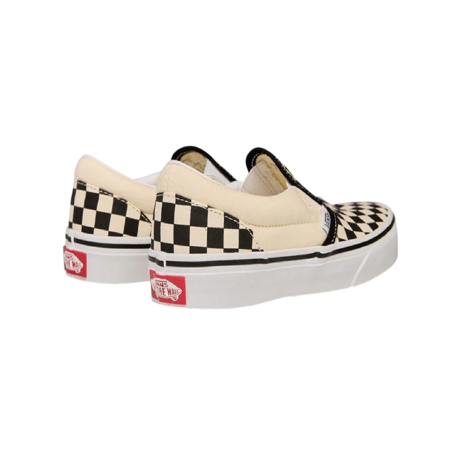 Black-White - Back - Vans Childrens-Kids Classic Checkerboard Slip-on Shoes