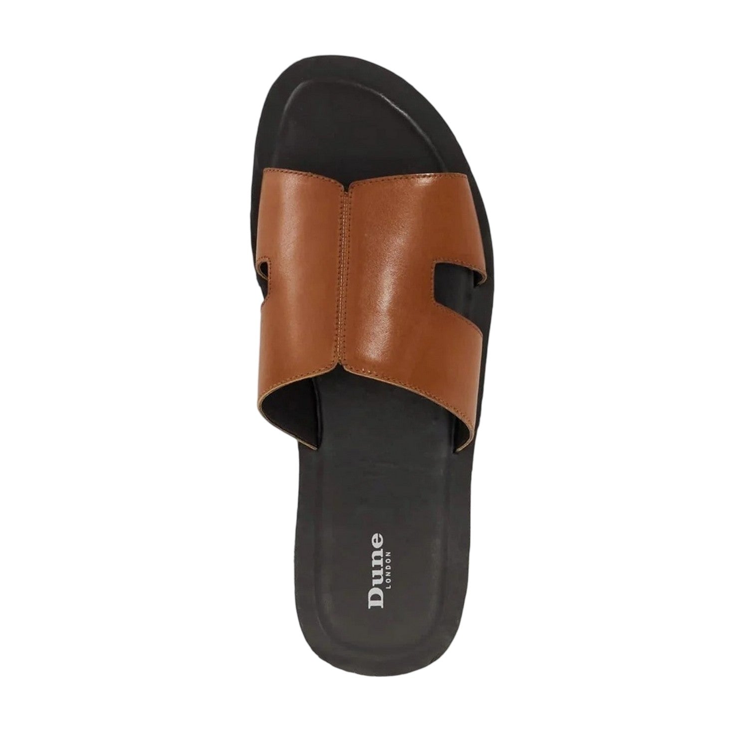 Tan - Side - Dune London Mens Leather Casual Slides