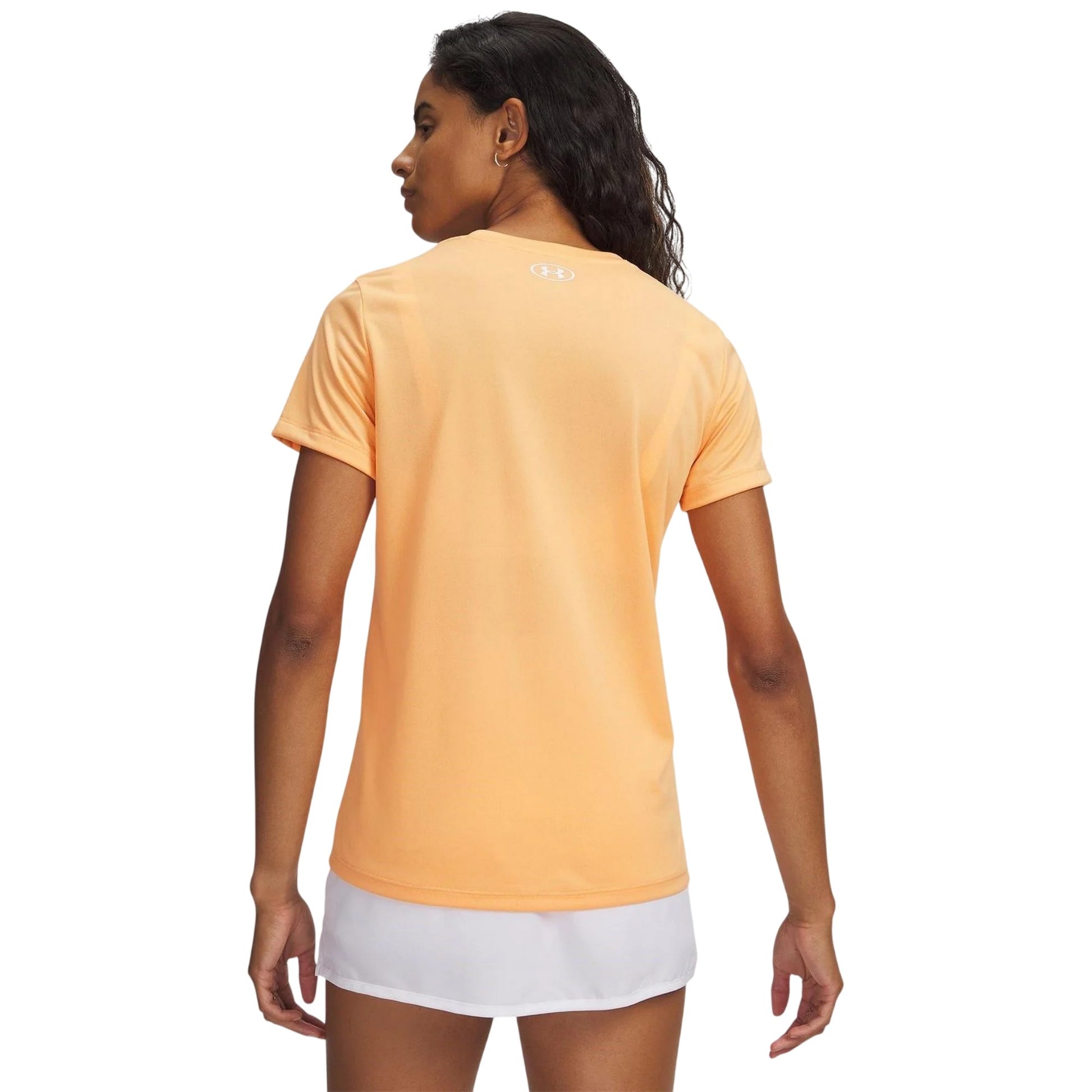 Orange-White - Back - Under Armour Womens-Ladies Tech T-Shirt