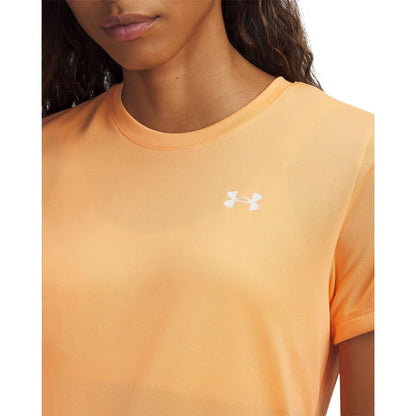 Orange-White - Side - Under Armour Womens-Ladies Tech T-Shirt