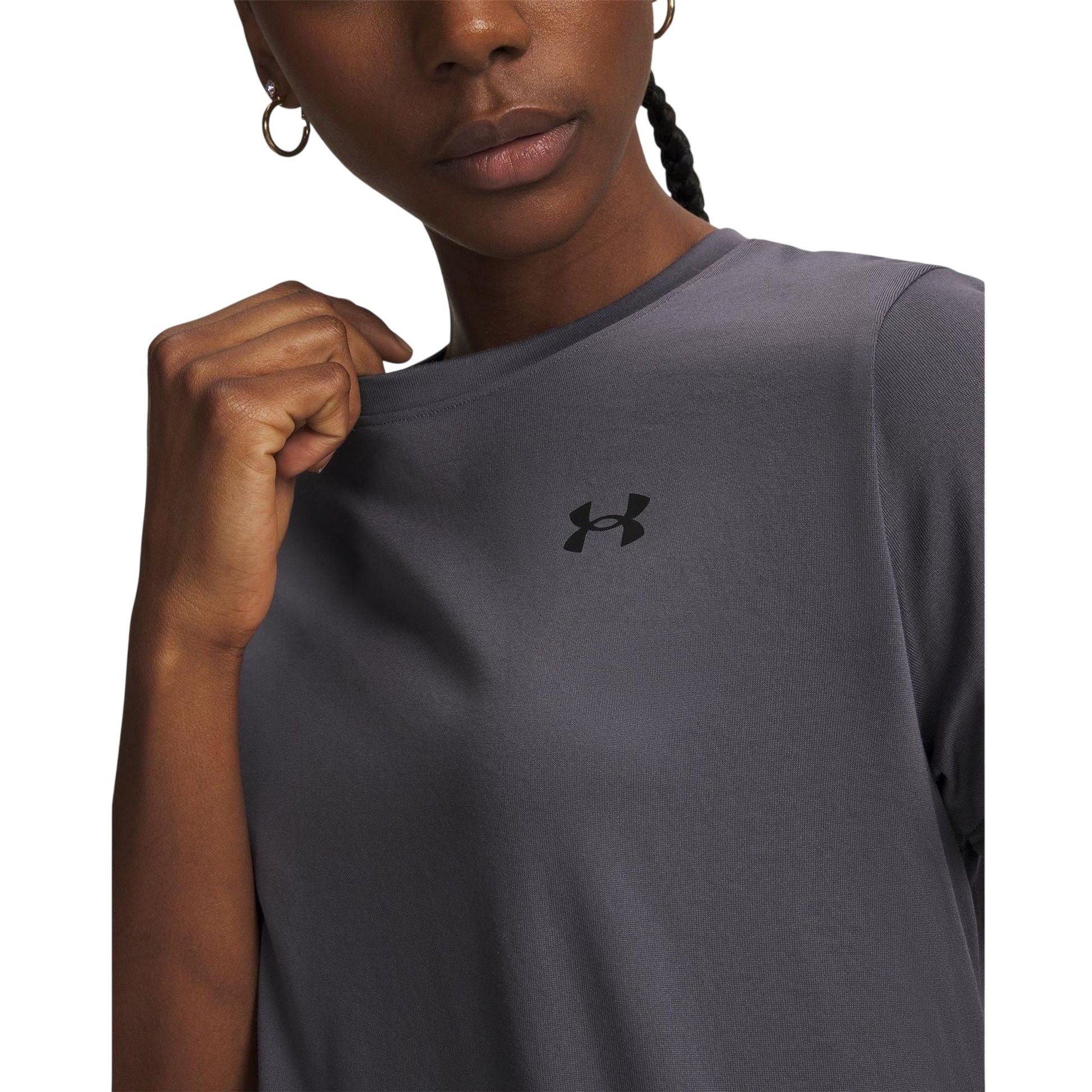 Castle Rock Grey-Black - Side - Under Armour Womens-Ladies Tech T-Shirt