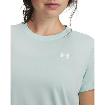 Mint-White - Side - Under Armour Womens-Ladies Tech T-Shirt