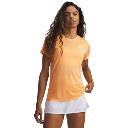Orange-White - Front - Under Armour Womens-Ladies Tech T-Shirt