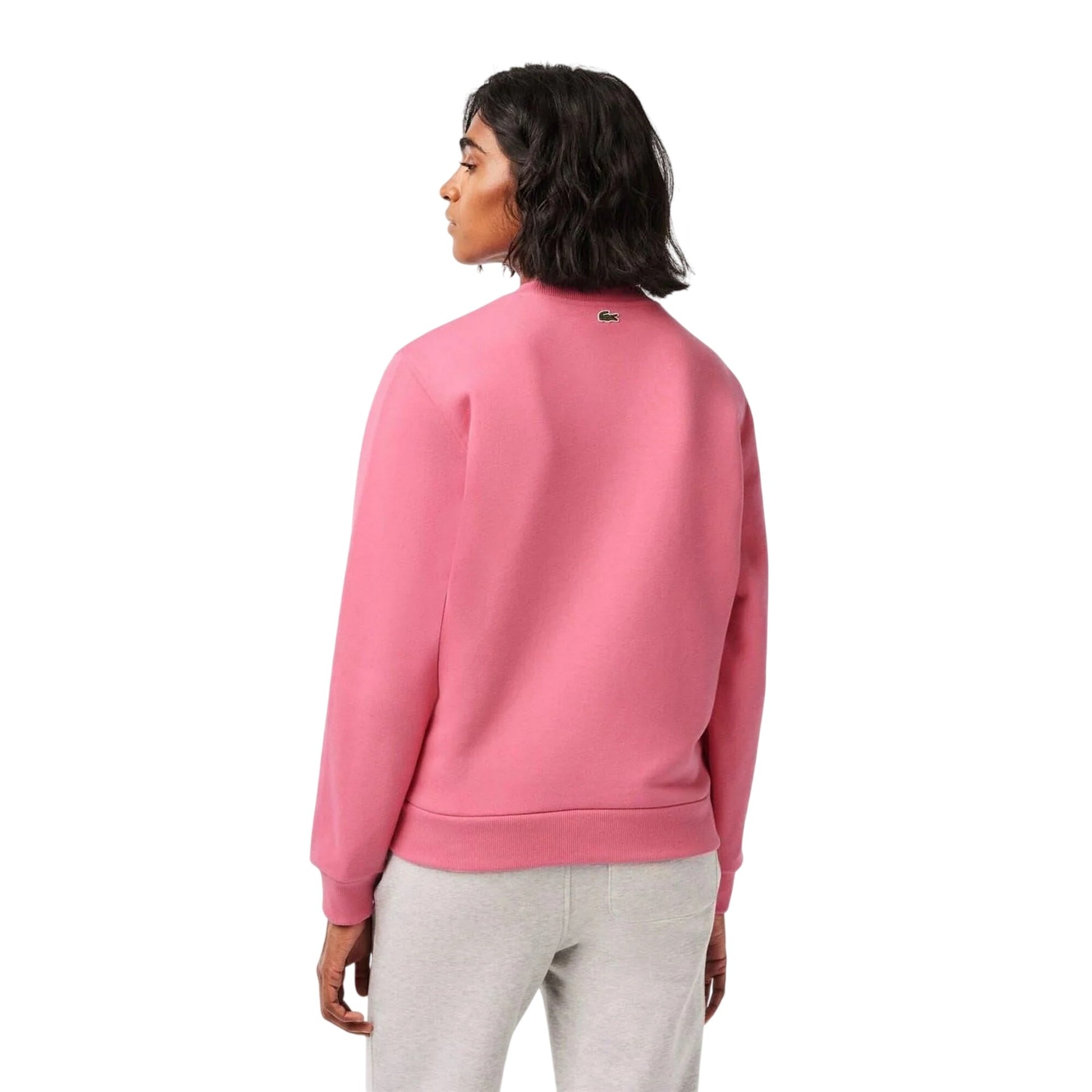 Pink - Back - Lacoste Womens-Ladies Organic Cotton Loose Fit Long-Sleeved Sweatshirt
