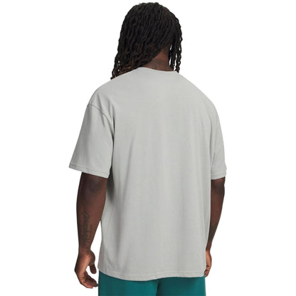 Titanium-Green - Back - Under Armour Mens Wordmark Heavyweight T-Shirt